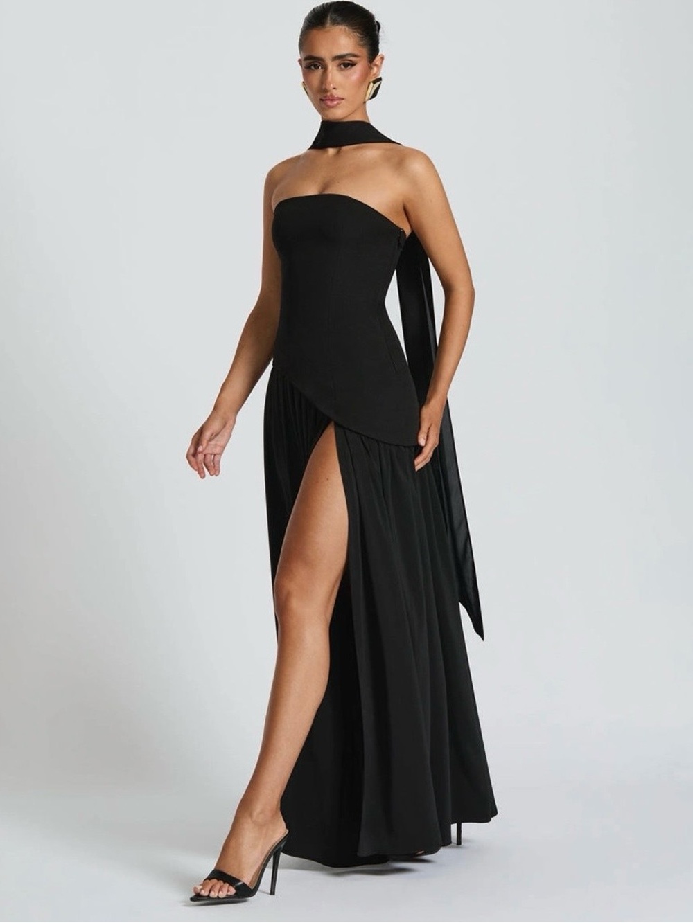 Contrast Panel Maxi Dress